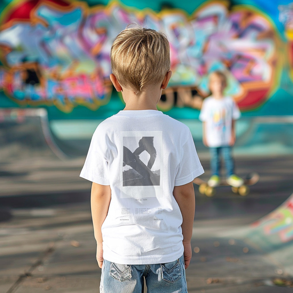 a young boy standing in front of a skateboard ramp